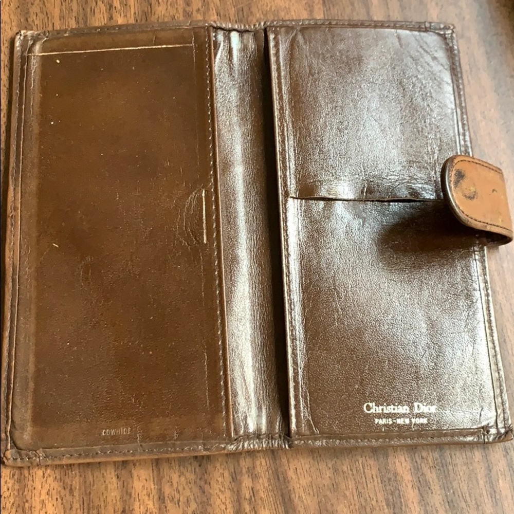 Vintage Dior Brown Leather Checkbook Gem